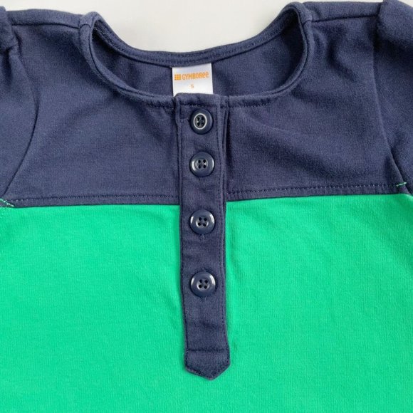 Gymboree Green And Navy Blue Mod Color Block Shift Dress Kids Size 5 - Picture 3 of 6